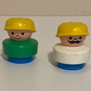 1990 Fisher Price Little Chunky People Construction worker Man Figures VTG set